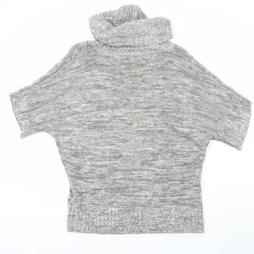 Peacocks Womens Grey Roll Neck Geometric Acrylic Pullover Jumper Size S