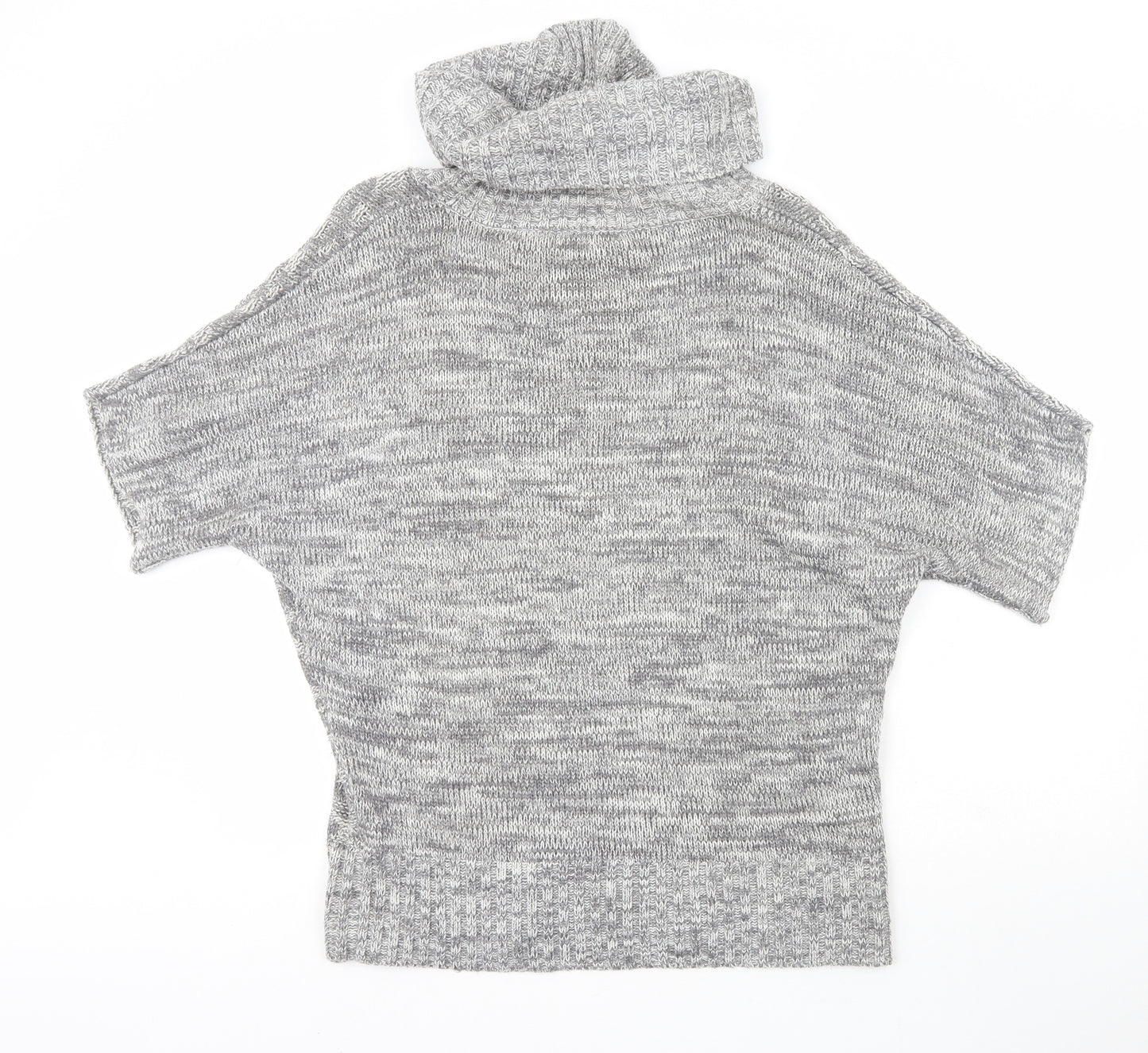Peacocks Womens Grey Roll Neck Geometric Acrylic Pullover Jumper Size S