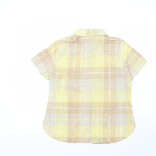 Damart Boys Yellow Plaid 100% Cotton Basic Button-Up Size 14 Years Collared