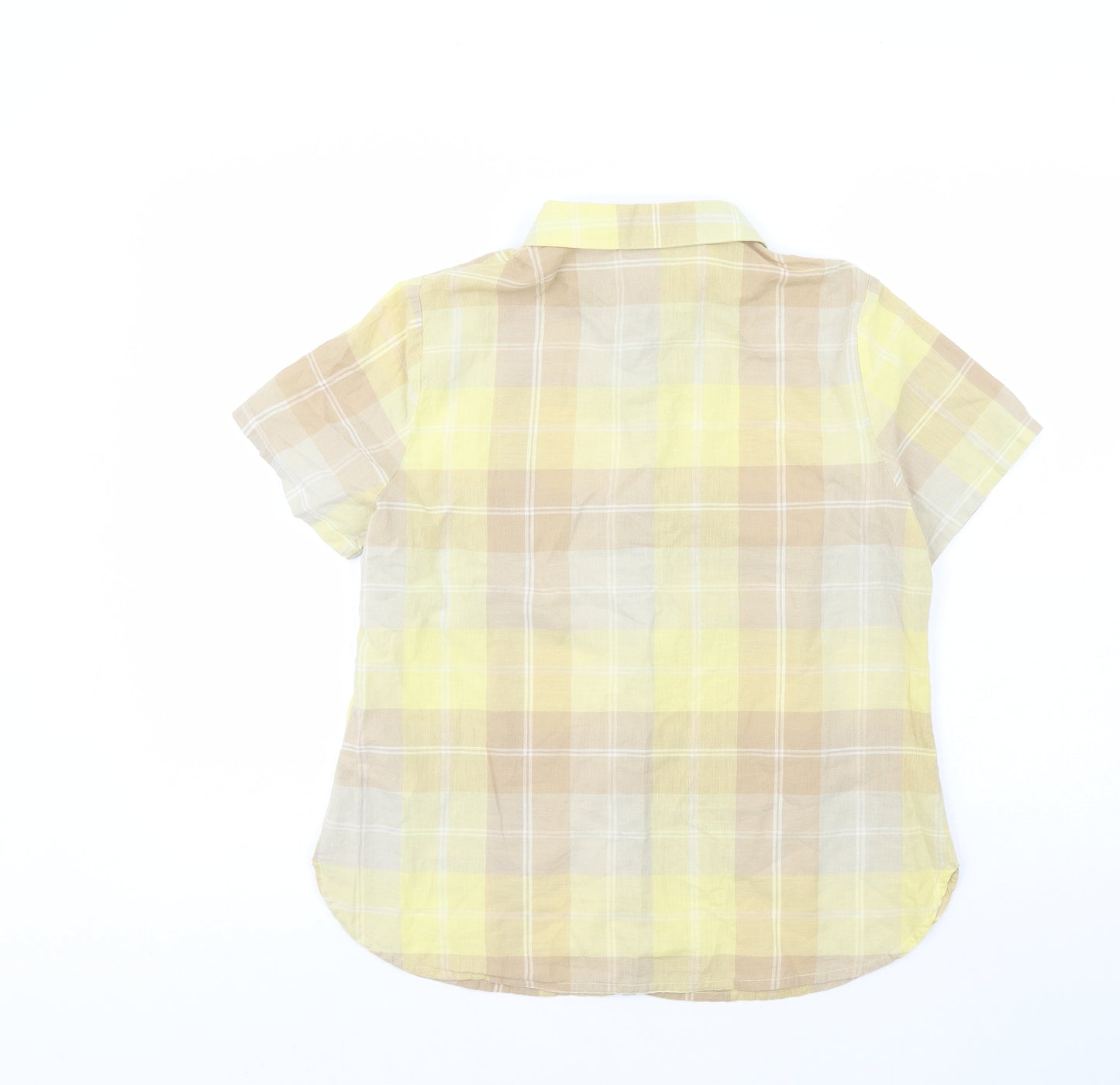 Damart Boys Yellow Plaid 100% Cotton Basic Button-Up Size 14 Years Collared