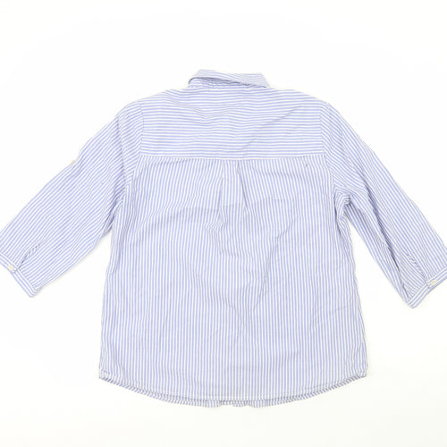 Damart Boys Blue Striped 100% Cotton Basic Button-Up Size 14 Years Collared