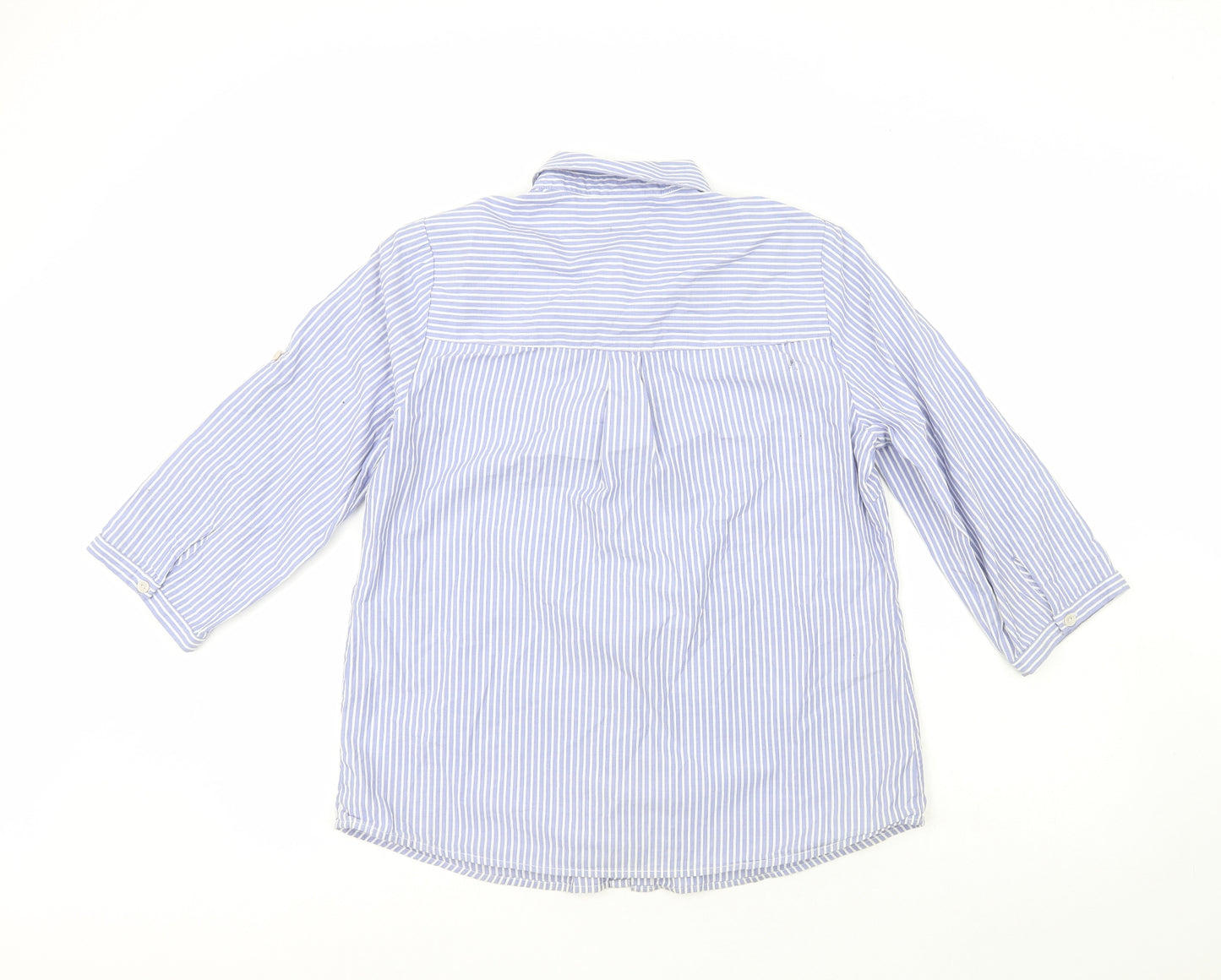 Damart Boys Blue Striped 100% Cotton Basic Button-Up Size 14 Years Collared