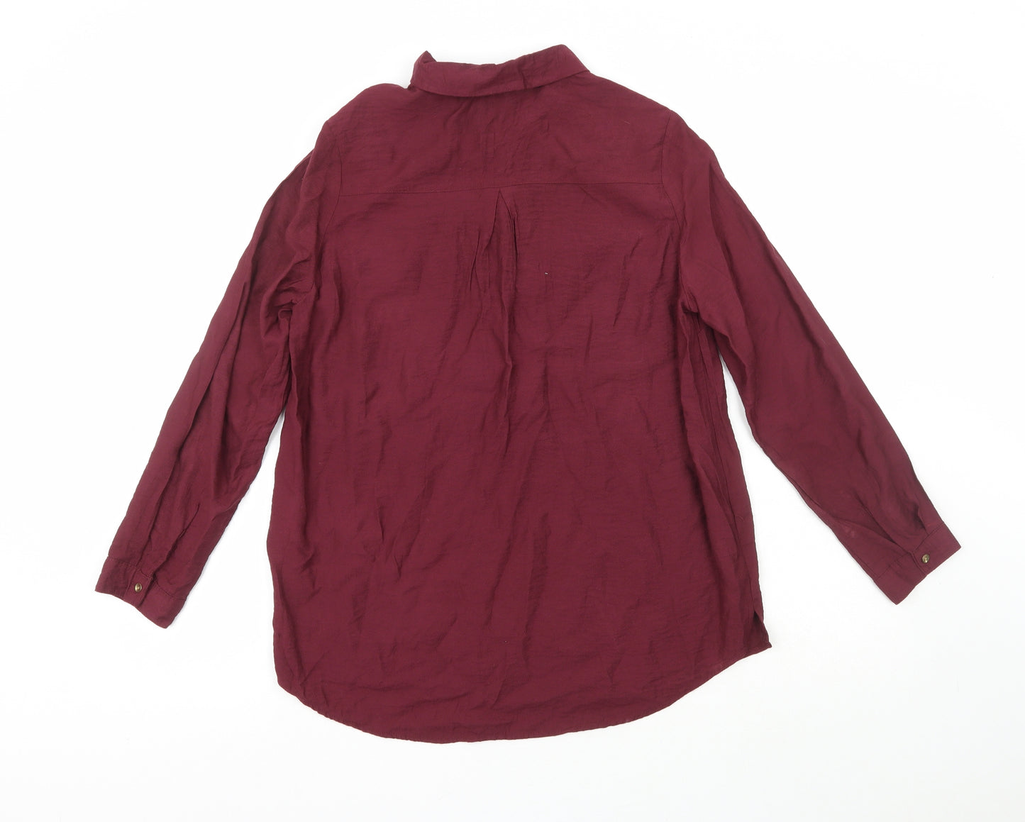 Peacocks Womens Red  Viscose Basic Button-Up Size 14 Collared