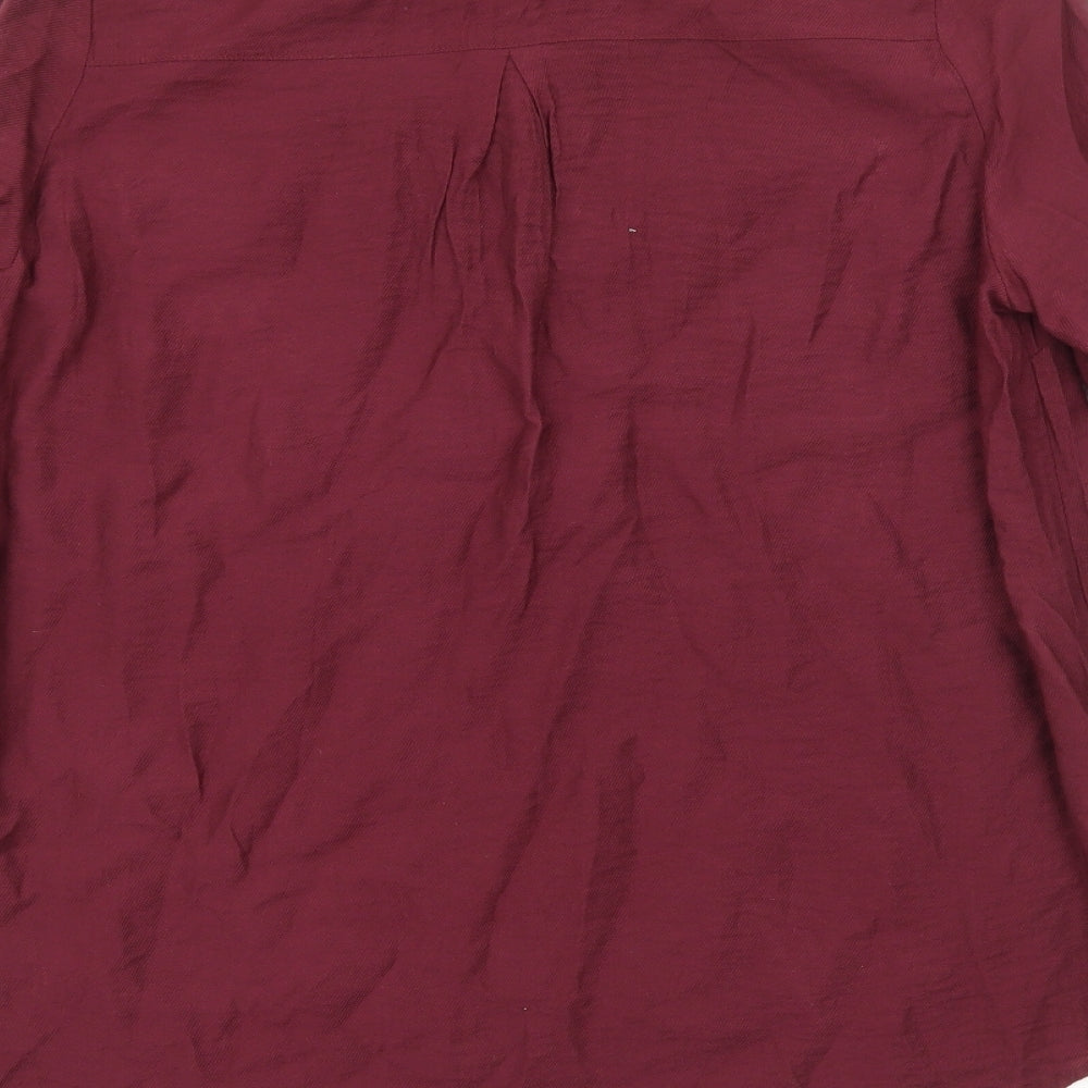 Peacocks Womens Red  Viscose Basic Button-Up Size 14 Collared