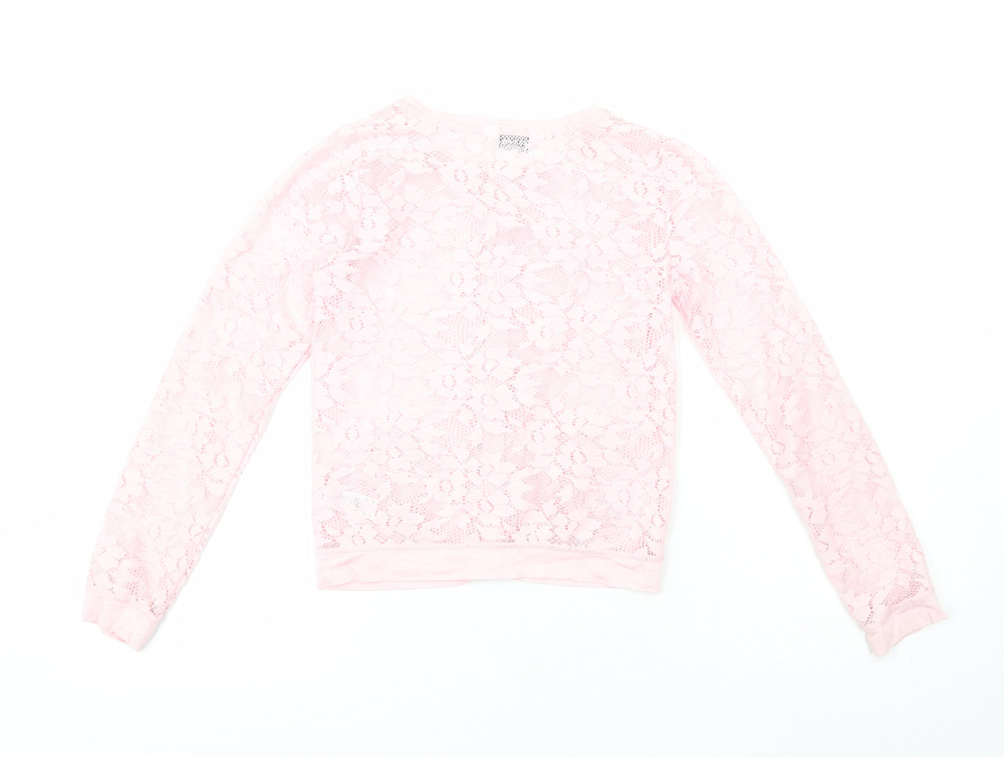 Tammy Girls Pink Crew Neck  100% Polyester Cardigan Jumper Size 10-11 Years   - Flowers