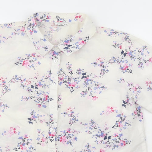 Damart Boys Multicoloured  100% Cotton Basic Button-Up Size 14 Years Collared  - Flowers