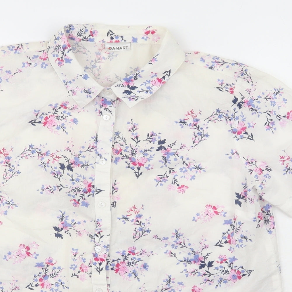 Damart Boys Multicoloured  100% Cotton Basic Button-Up Size 14 Years Collared  - Flowers