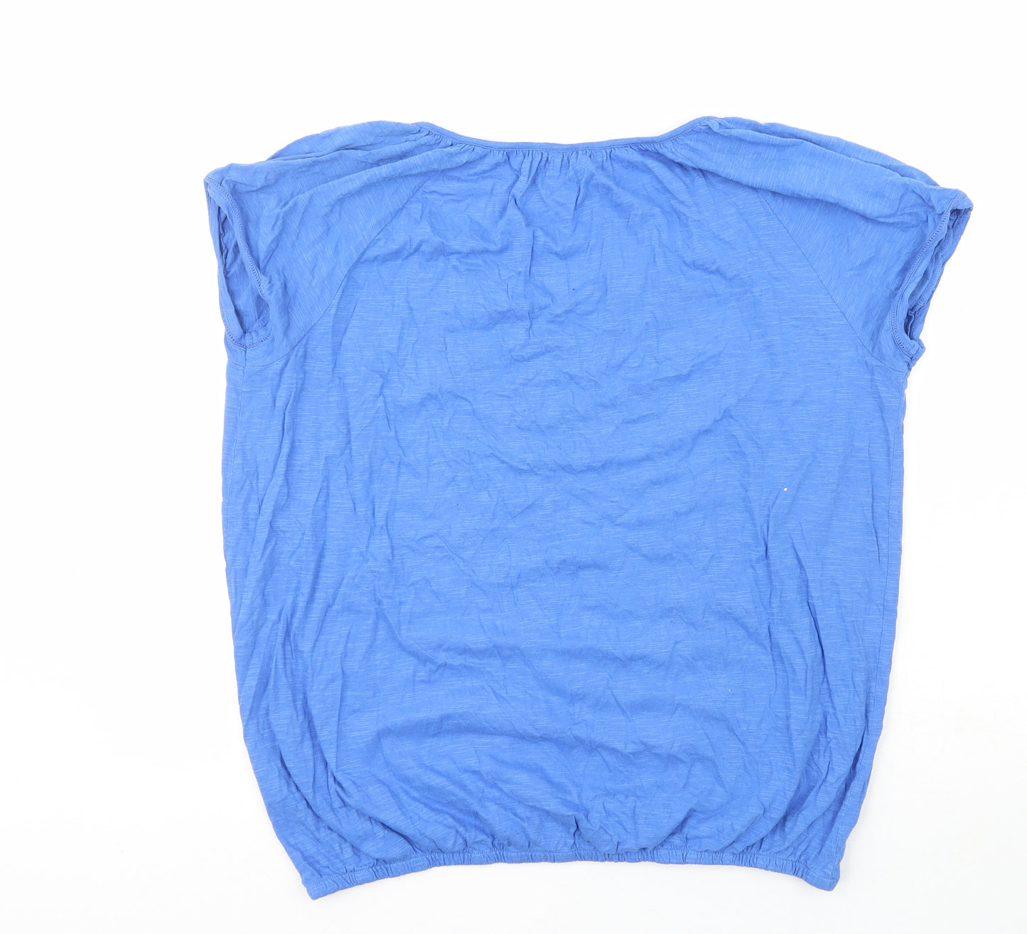 F&F Womens Blue Geometric 100% Cotton Basic T-Shirt Size 16 V-Neck