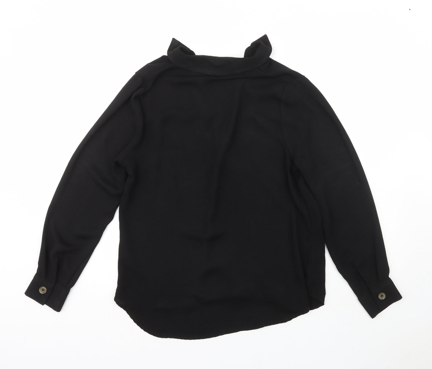 Papaya Womens Black  Polyester Basic Blouse Size 14 Collared