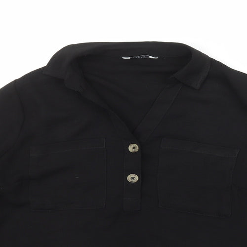 Papaya Womens Black  Polyester Basic Blouse Size 14 Collared