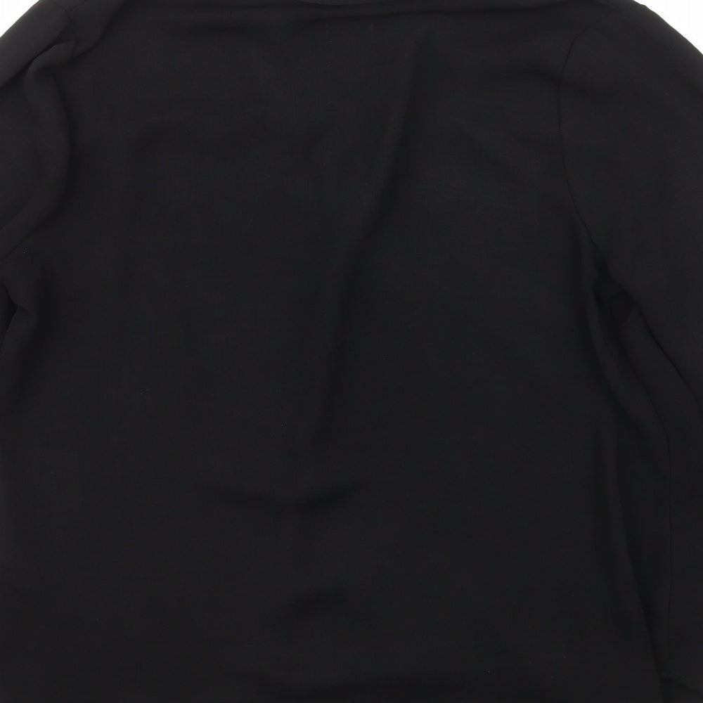 Papaya Womens Black  Polyester Basic Blouse Size 14 Collared