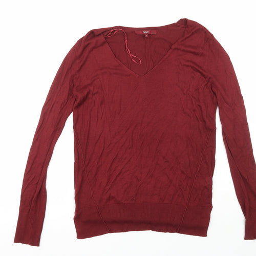 NEXT Womens Brown V-Neck  Viscose Pullover Jumper Size 10