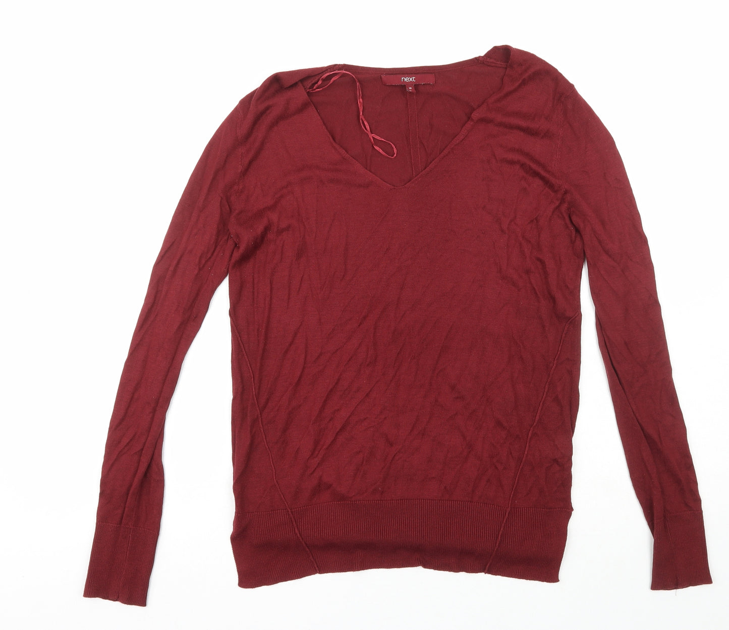 NEXT Womens Brown V-Neck  Viscose Pullover Jumper Size 10