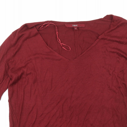 NEXT Womens Brown V-Neck  Viscose Pullover Jumper Size 10
