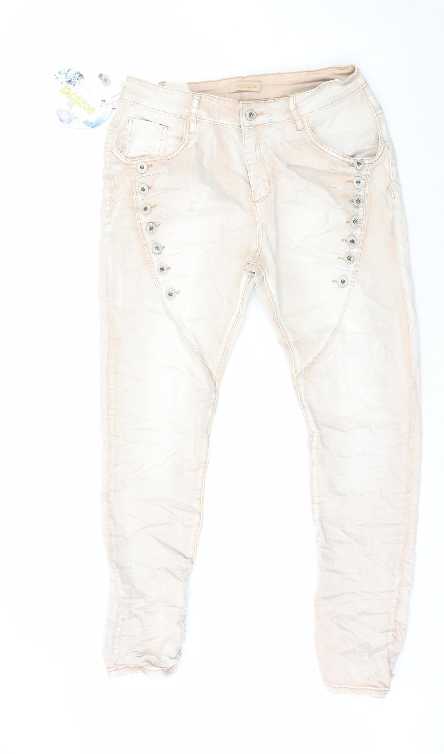 Zac&Zoe Womens Ivory  Cotton Straight Jeans Size M L25 in Regular