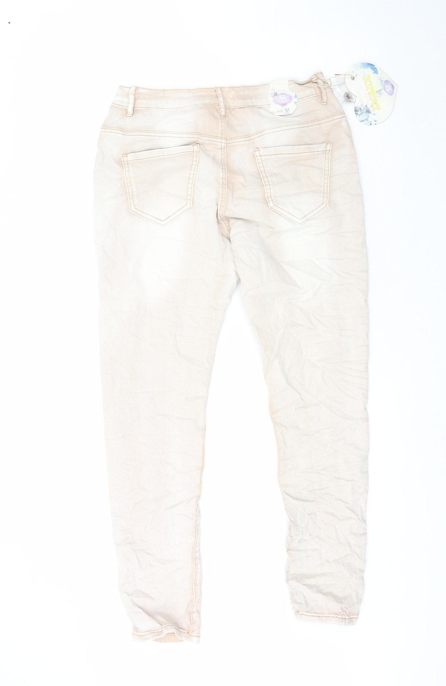 Zac&Zoe Womens Ivory  Cotton Straight Jeans Size M L25 in Regular
