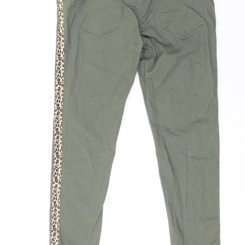 Glissade Womens Green Animal Print Cotton Trousers  Size M L27 in Regular