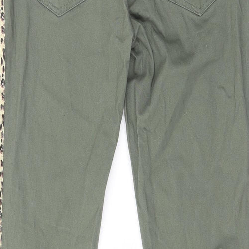 Glissade Womens Green Animal Print Cotton Trousers  Size M L27 in Regular