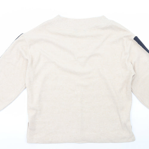 F&F Womens Beige Crew Neck  Polyester Pullover Jumper Size M