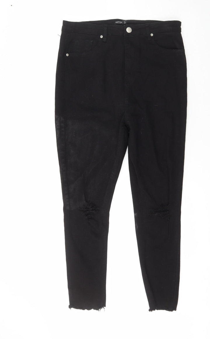 Nasty Gal Womens Black Cotton Straight Jeans Size 12 L25 in Regular