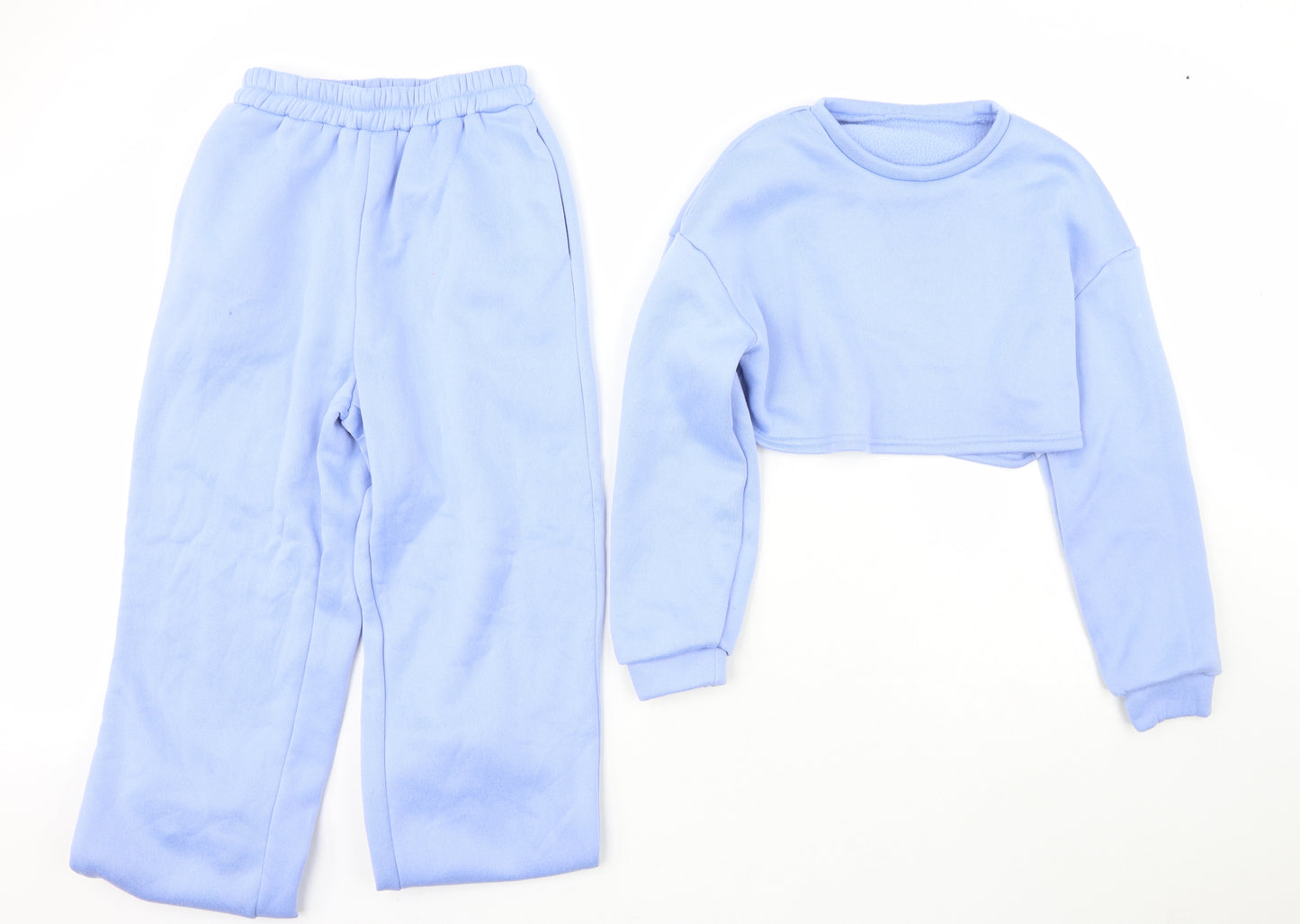 SheIn Womens Blue Solid Polyester Top Lounge Set Size XS