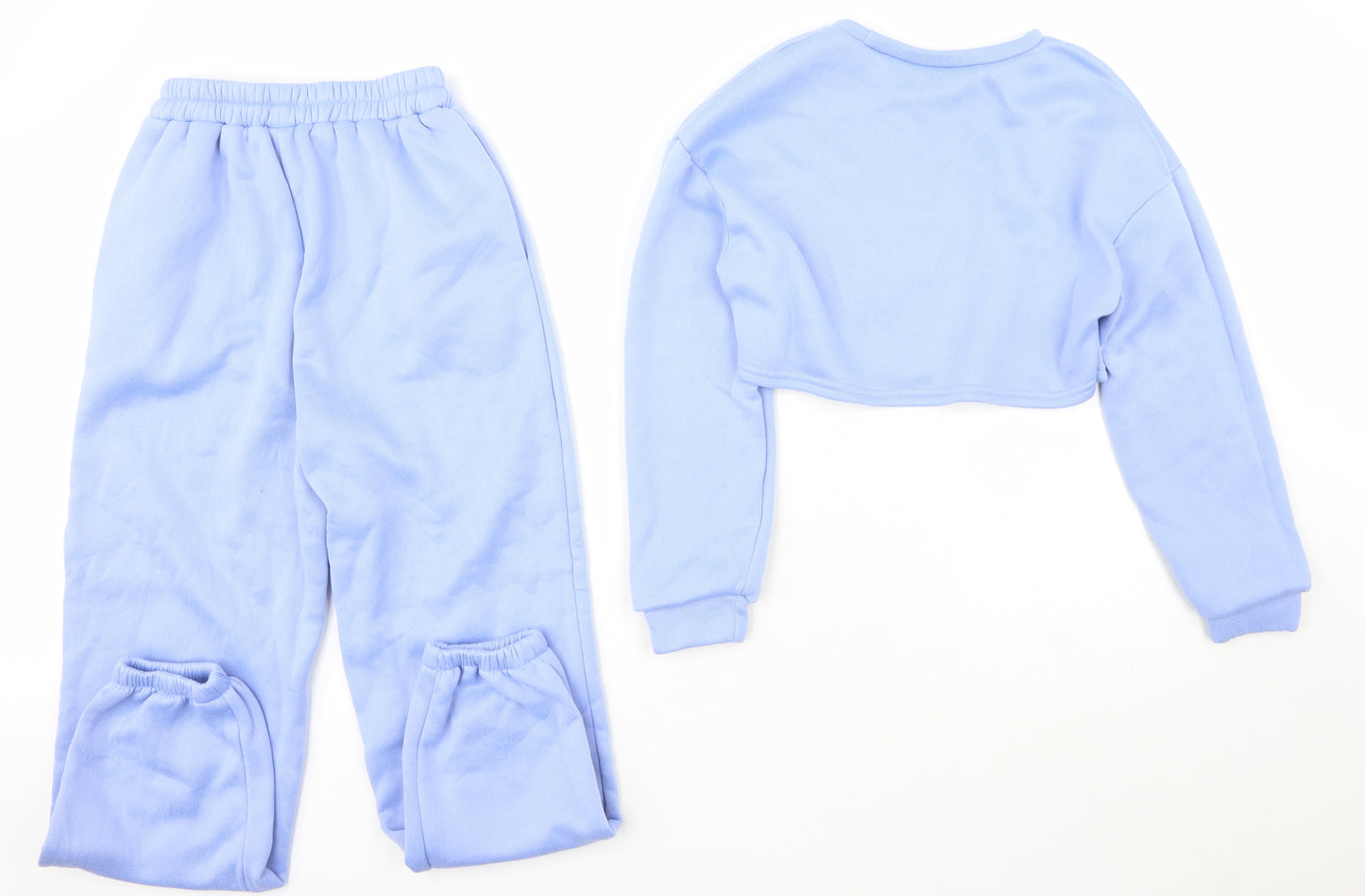 SheIn Womens Blue Solid Polyester Top Lounge Set Size XS