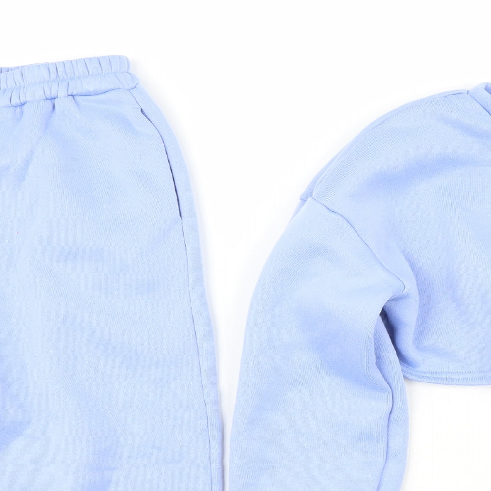 SheIn Womens Blue Solid Polyester Top Lounge Set Size XS