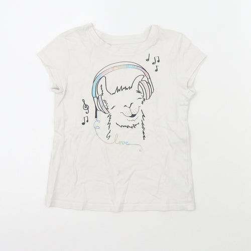 Gap Girls White  Polyester Pullover T-Shirt Size S Crew Neck  - Lama