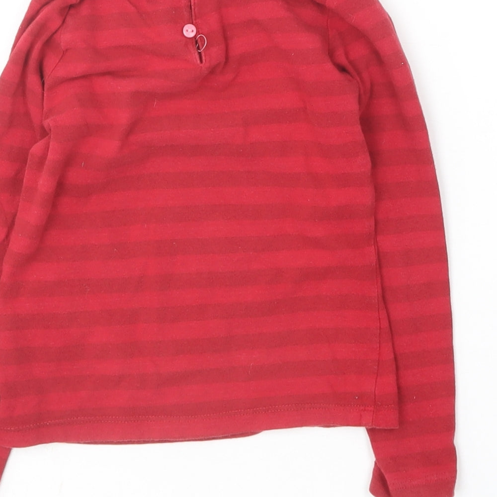 H&M Girls Red  Cotton Basic T-Shirt Size 3-4 Years Collared