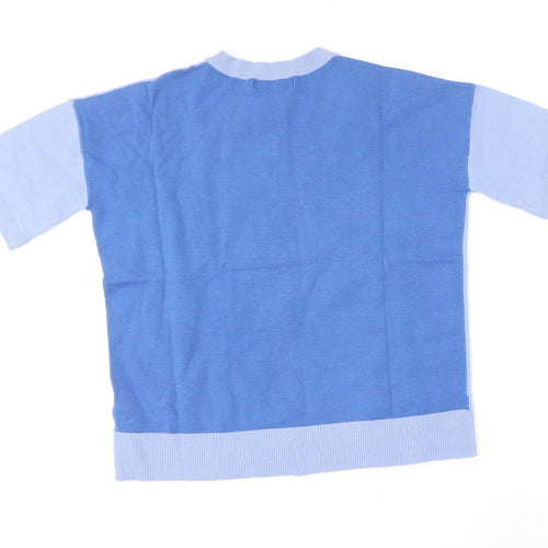 Marks and Spencer Womens Blue V-Neck  Viscose Pullover Jumper Size 8