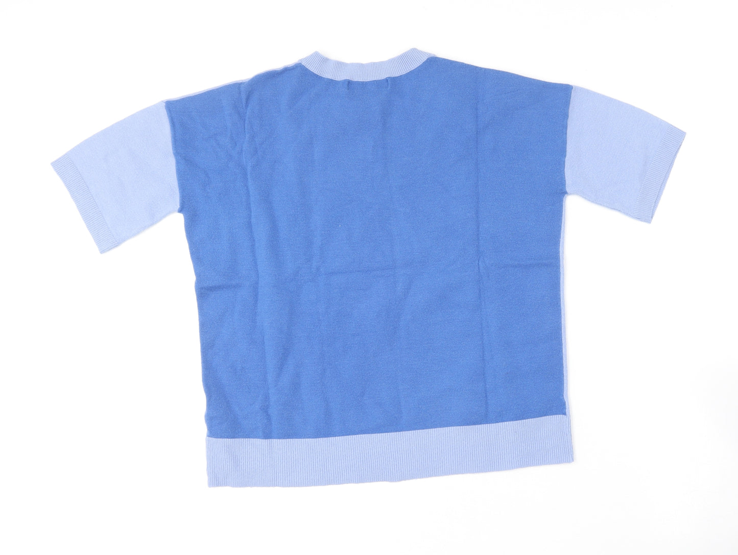 Marks and Spencer Womens Blue V-Neck  Viscose Pullover Jumper Size 8
