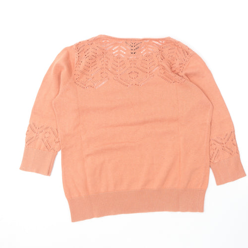 Nanette Lepore Womens Orange Round Neck  Cotton Pullover Jumper Size M