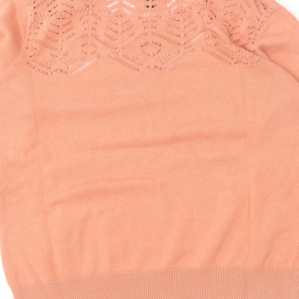 Nanette Lepore Womens Orange Round Neck  Cotton Pullover Jumper Size M
