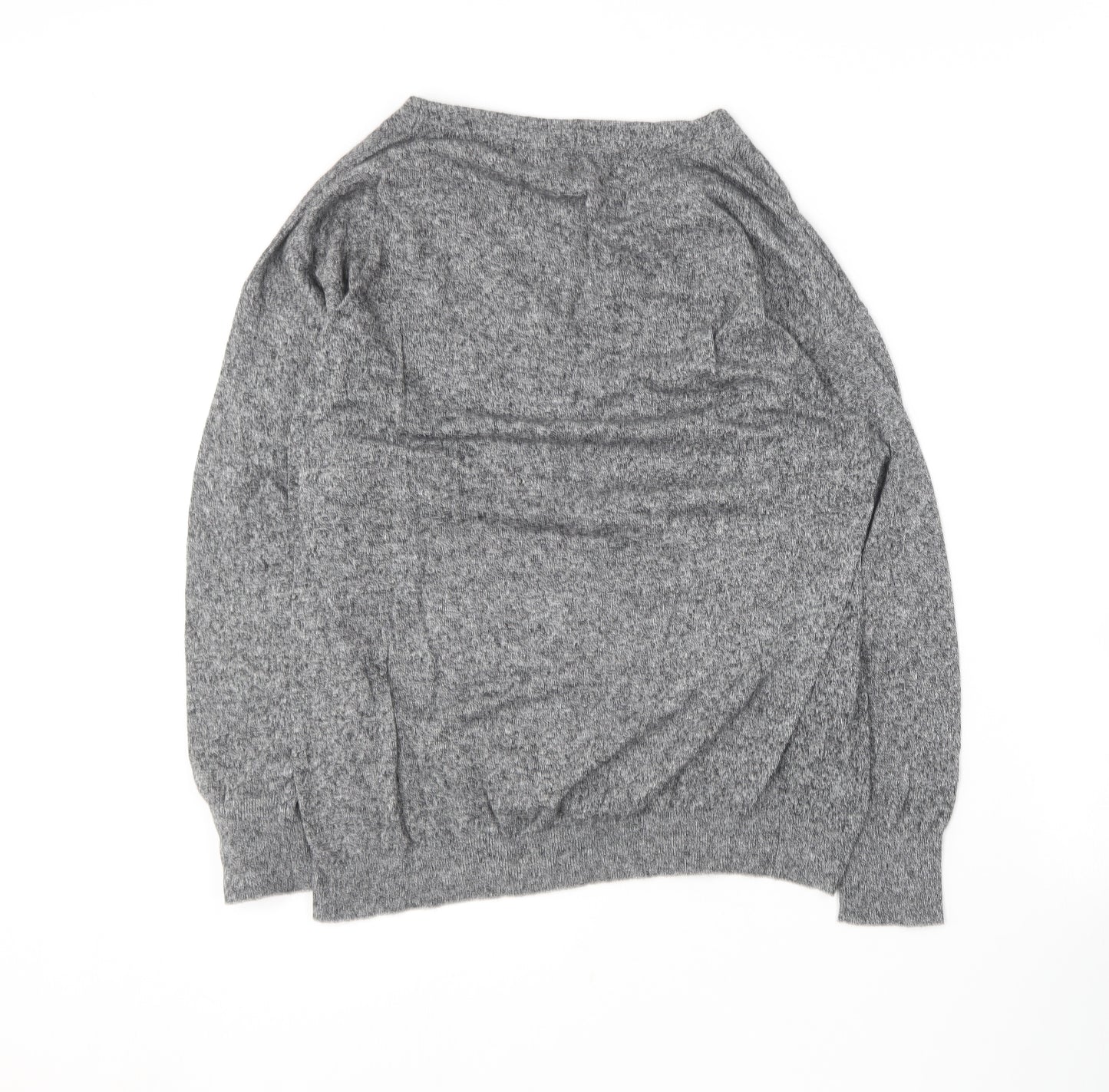 Marks and Spencer Womens Grey V-Neck  Cotton Pullover Jumper Size 16