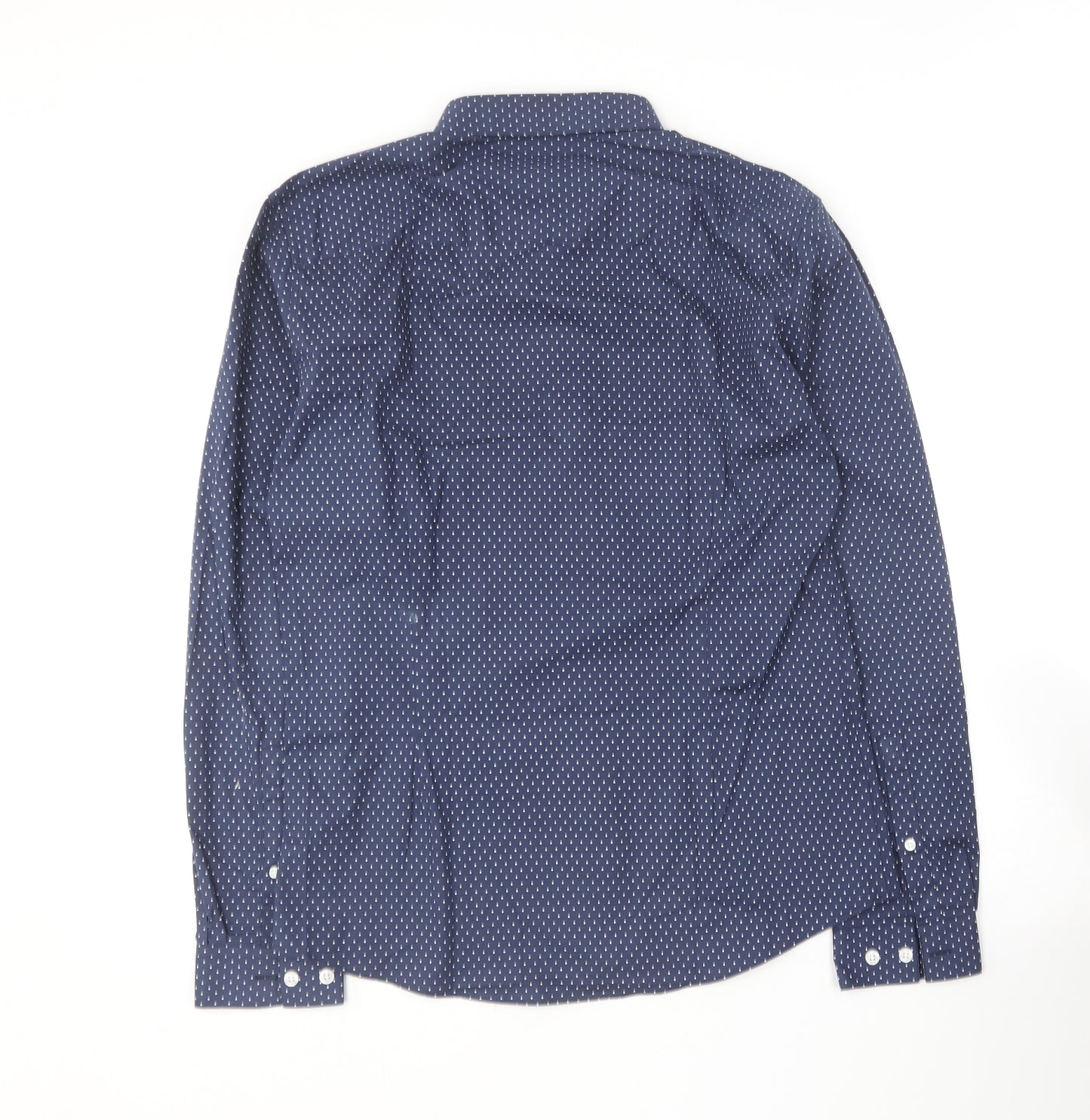 Father Sons Mens Blue Polka Dot Cotton  Button-Up Size L Collared