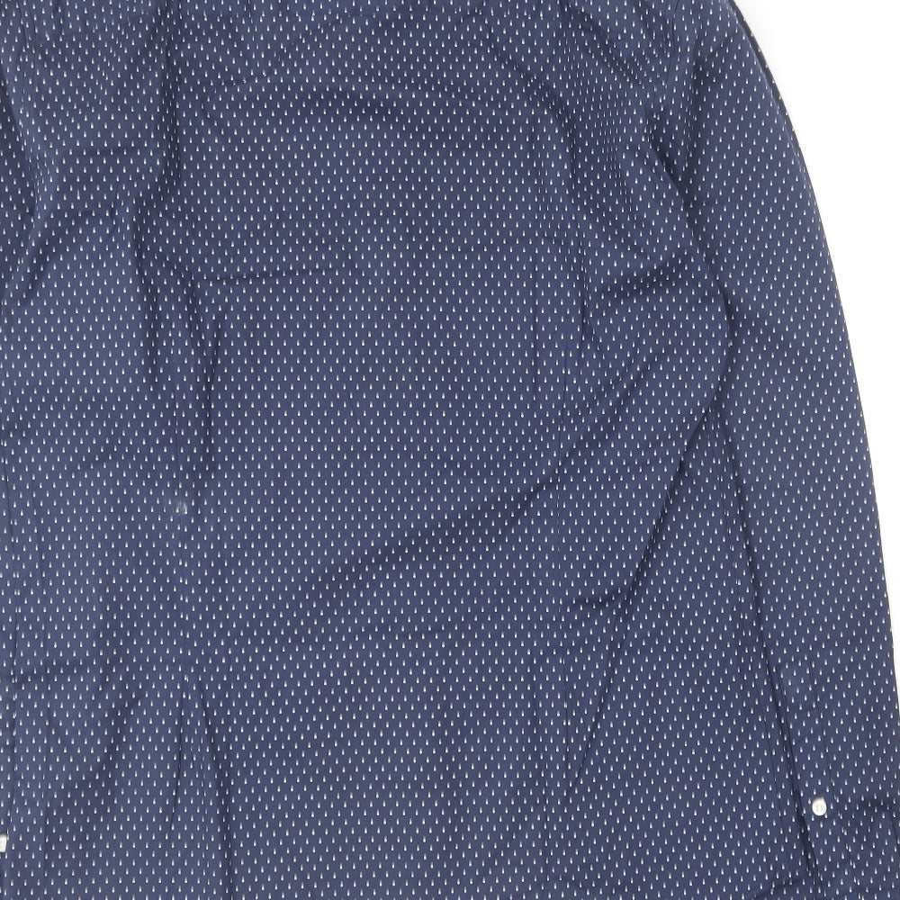 Father Sons Mens Blue Polka Dot Cotton  Button-Up Size L Collared