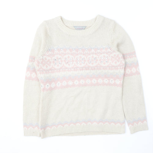Dorothy Perkins Womens Beige Round Neck  Acrylic Pullover Jumper Size 10