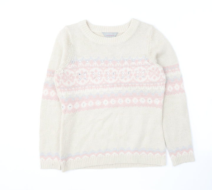 Dorothy Perkins Womens Beige Round Neck  Acrylic Pullover Jumper Size 10