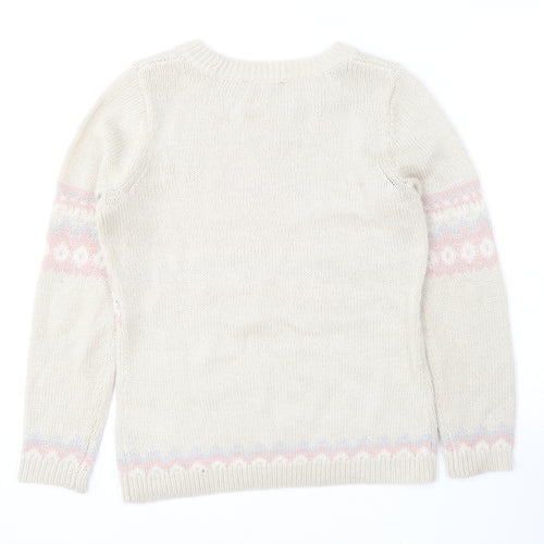 Dorothy Perkins Womens Beige Round Neck  Acrylic Pullover Jumper Size 10