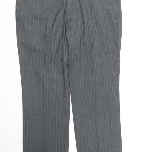 Butler & Webb  Womens Grey Striped Polyester Trousers  Size 38 in L29 in Regular