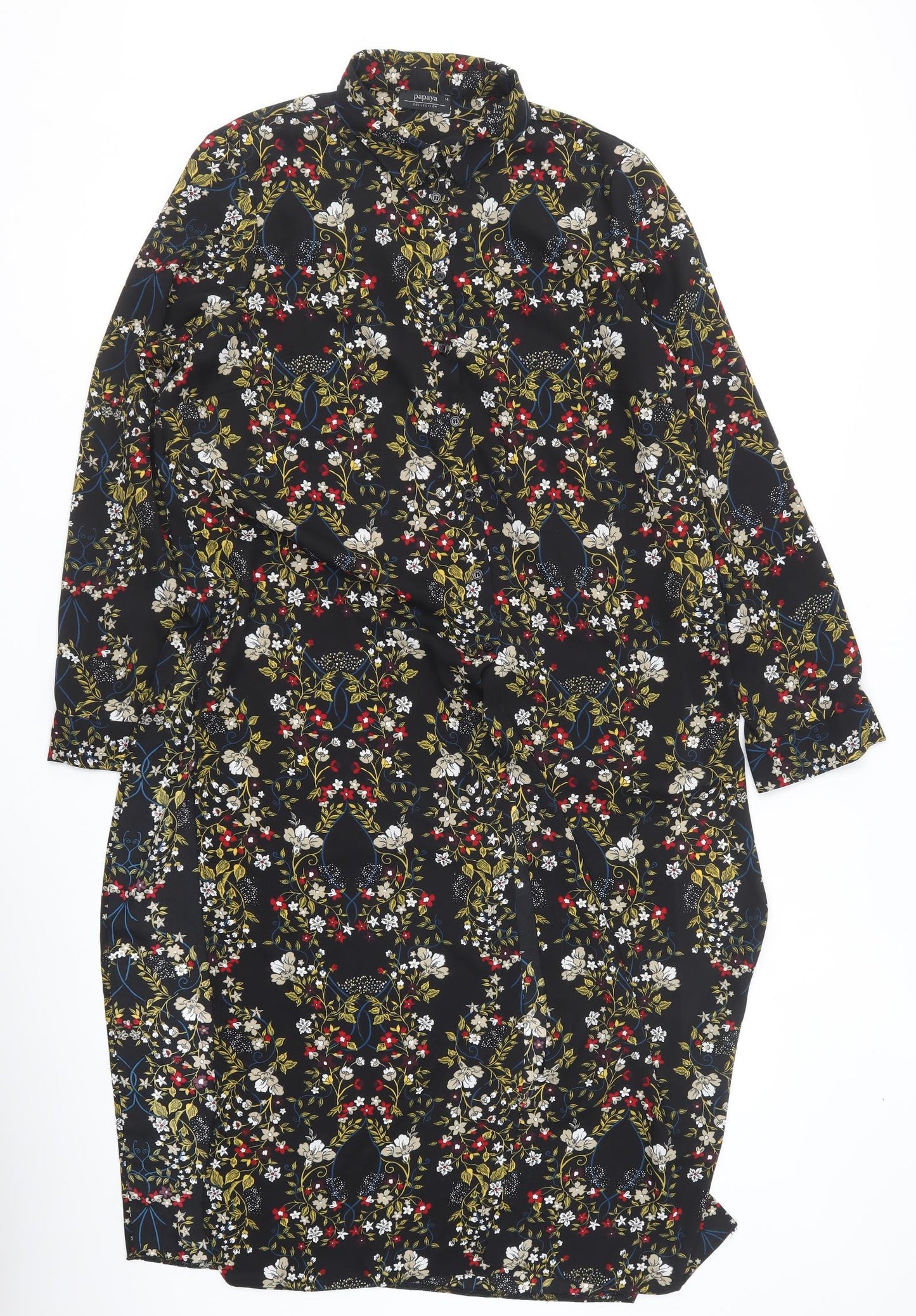 Papaya Womens Multicoloured Floral Polyester Shirt Dress  Size 14  Collared