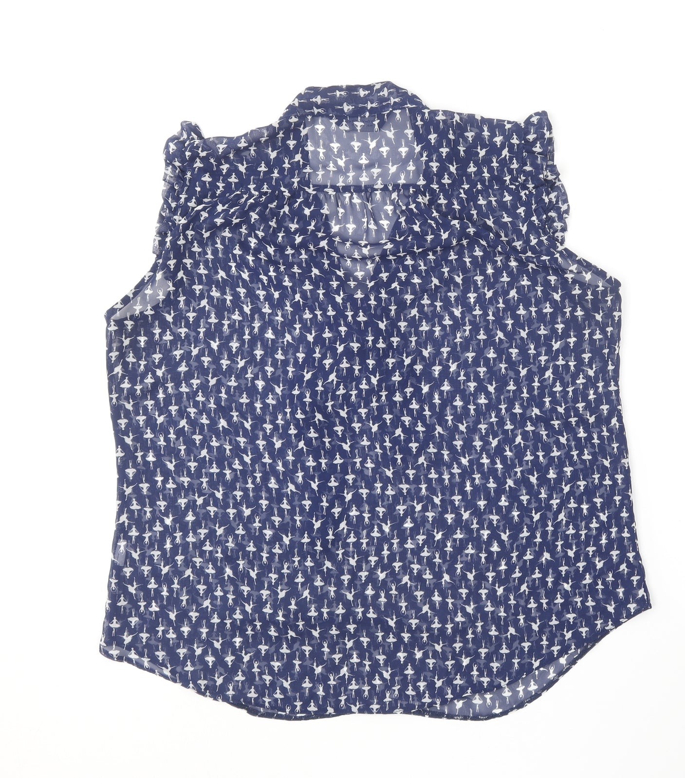 Dorothy Perkins Womens Blue Geometric Polyester Basic Blouse Size 14 Collared - Ballerina print