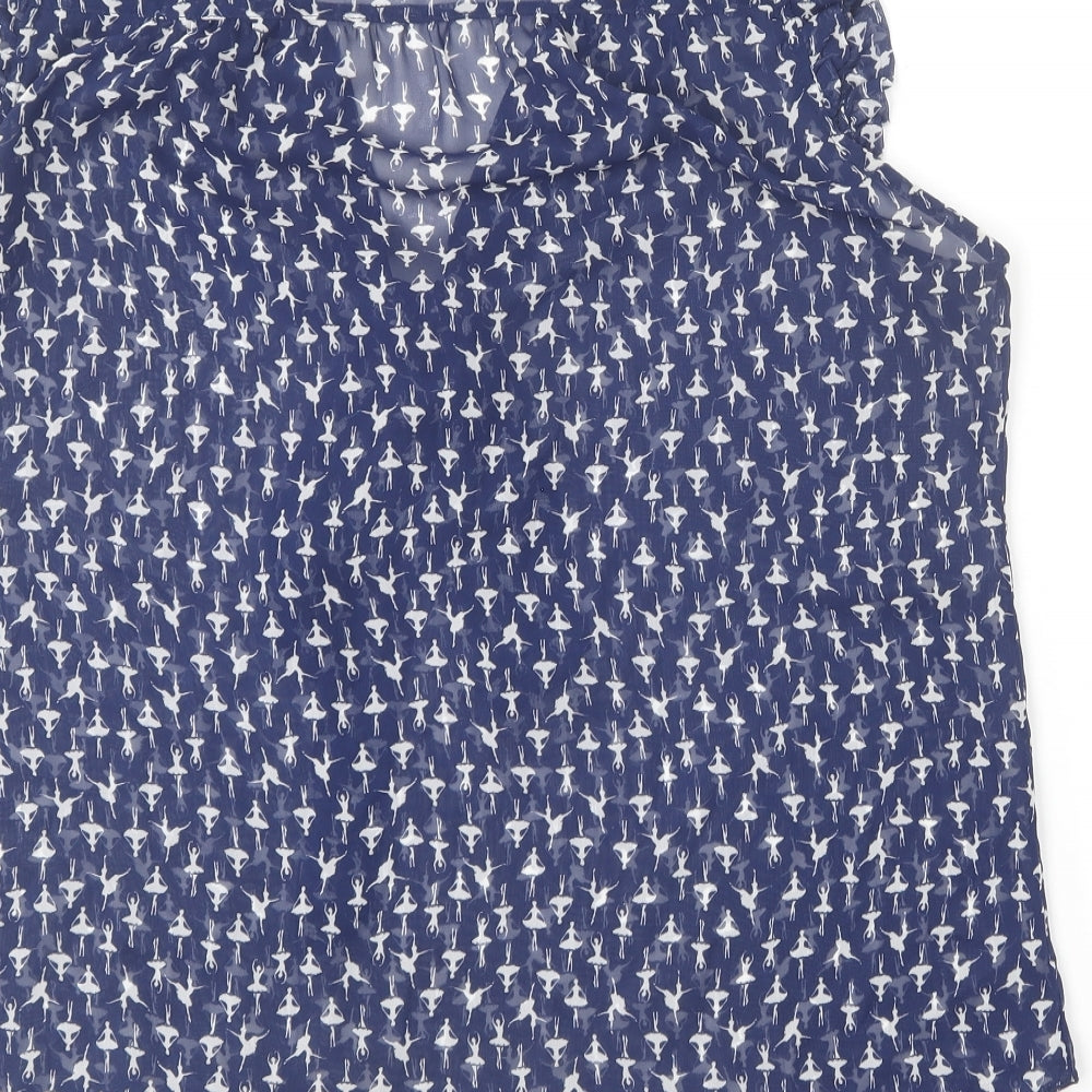 Dorothy Perkins Womens Blue Geometric Polyester Basic Blouse Size 14 Collared - Ballerina print