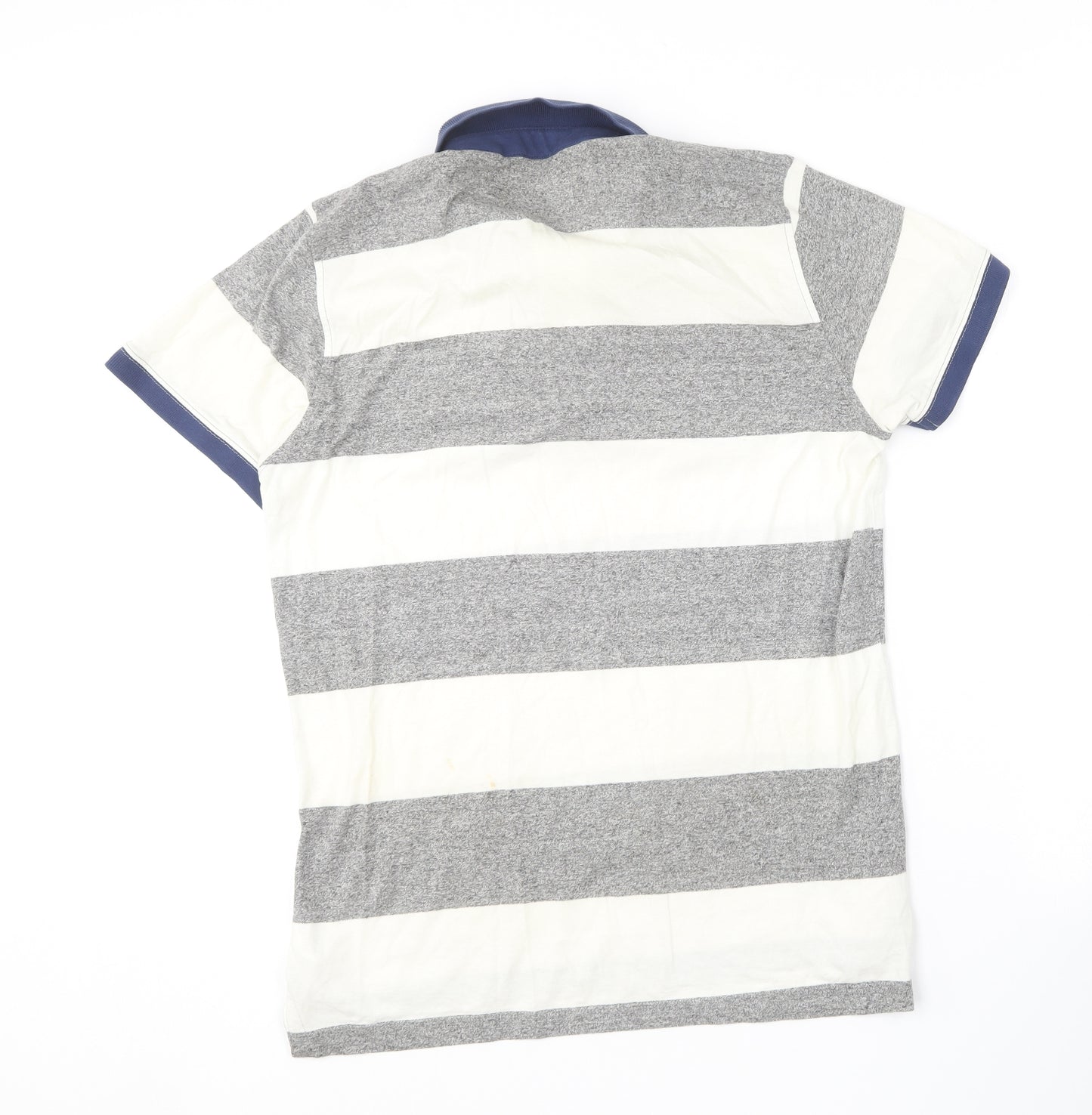 F&F Mens Multicoloured Striped Cotton  Polo Size M Collared