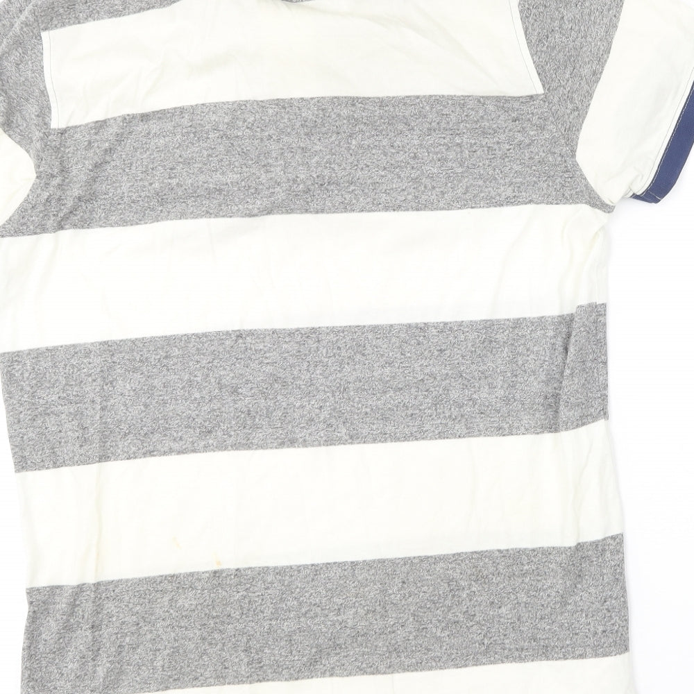 F&F Mens Multicoloured Striped Cotton  Polo Size M Collared