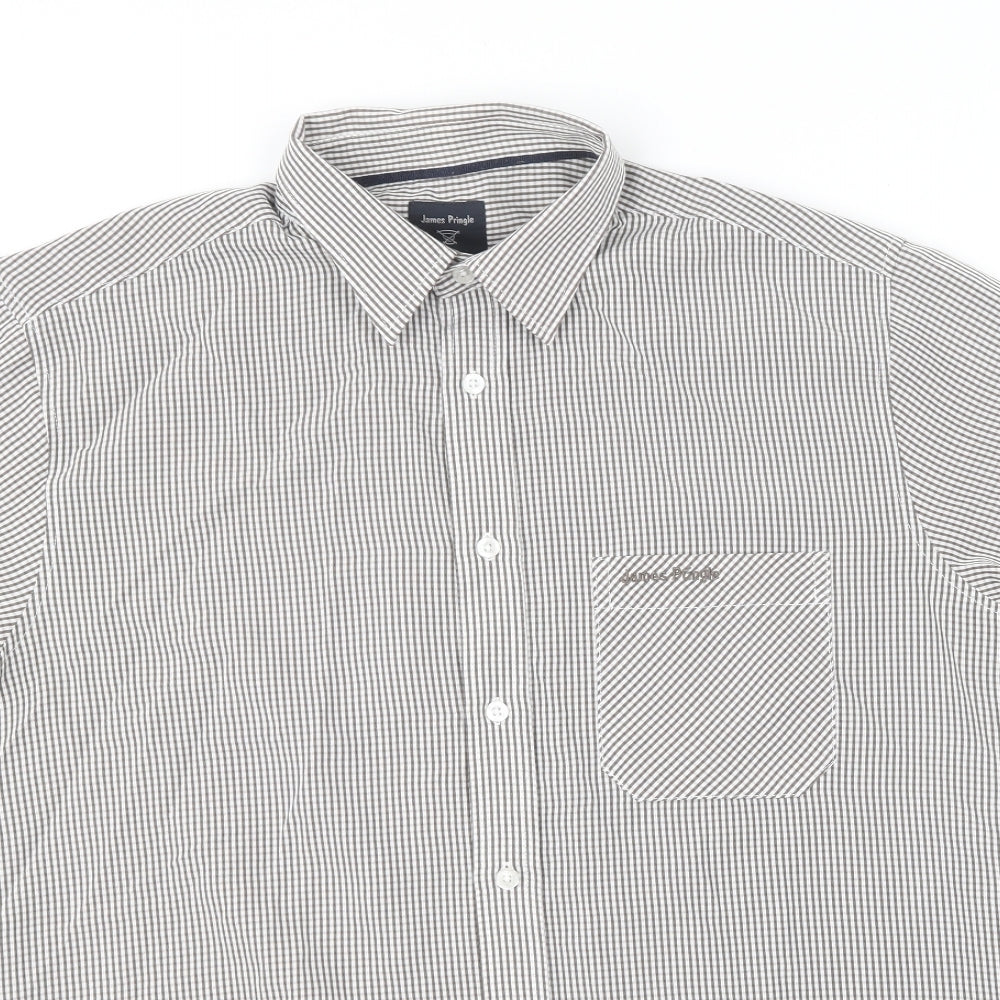 James Pringle  Mens Multicoloured Plaid Polyester  Button-Up Size M Collared