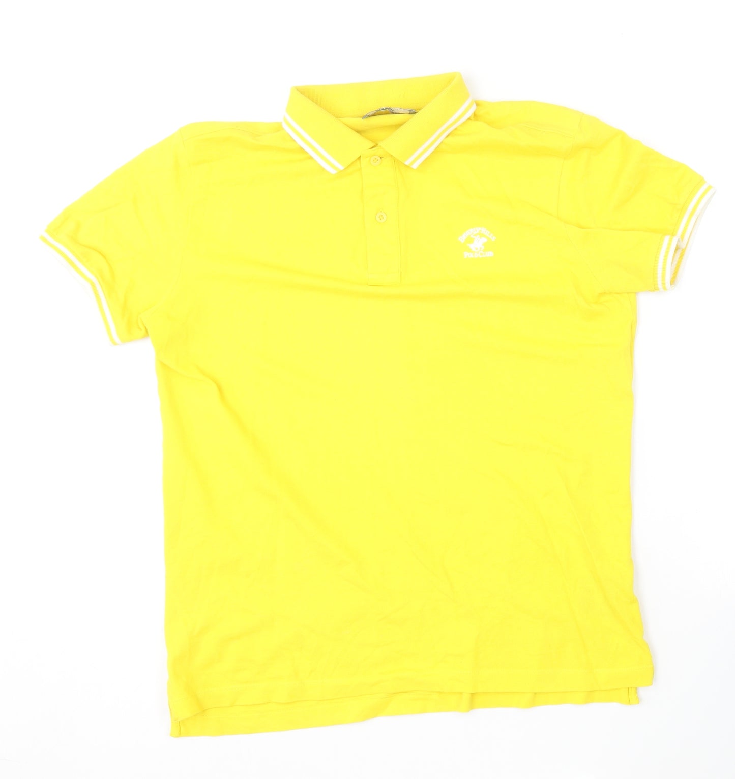 Beverly Hills Polo Club  Mens Yellow  Cotton  Polo Size M Collared