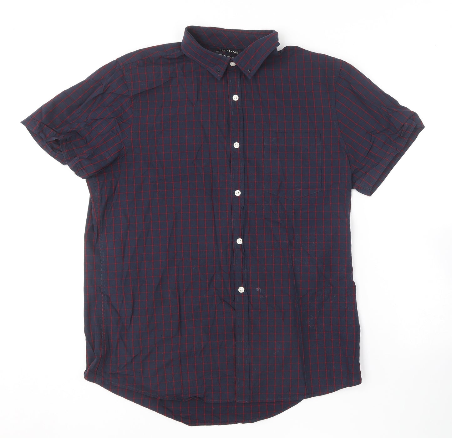 F&F Mens Blue Striped Cotton  Button-Up Size L Collared