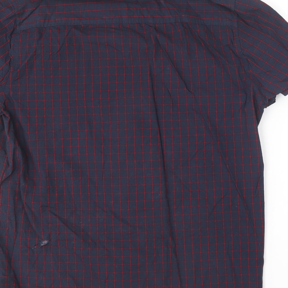 F&F Mens Blue Striped Cotton  Button-Up Size L Collared