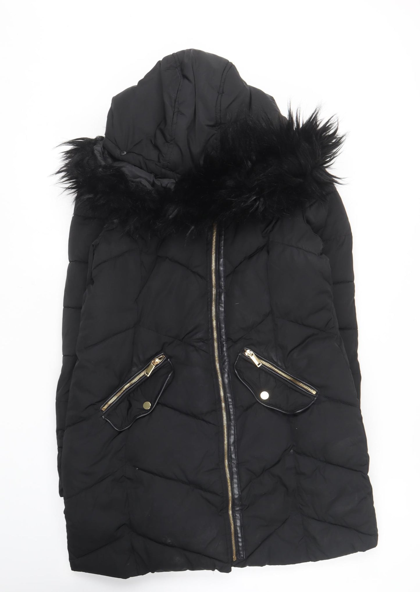 Oasis Womens Black   Parka Coat Size M
